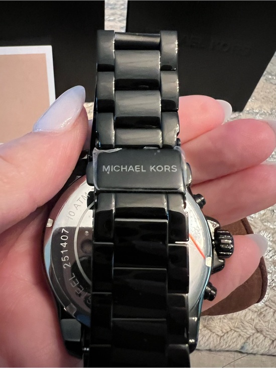SALE! Michael Kors Black Watch MK 5879 with Rose Gold Dial and Crystal Bezel